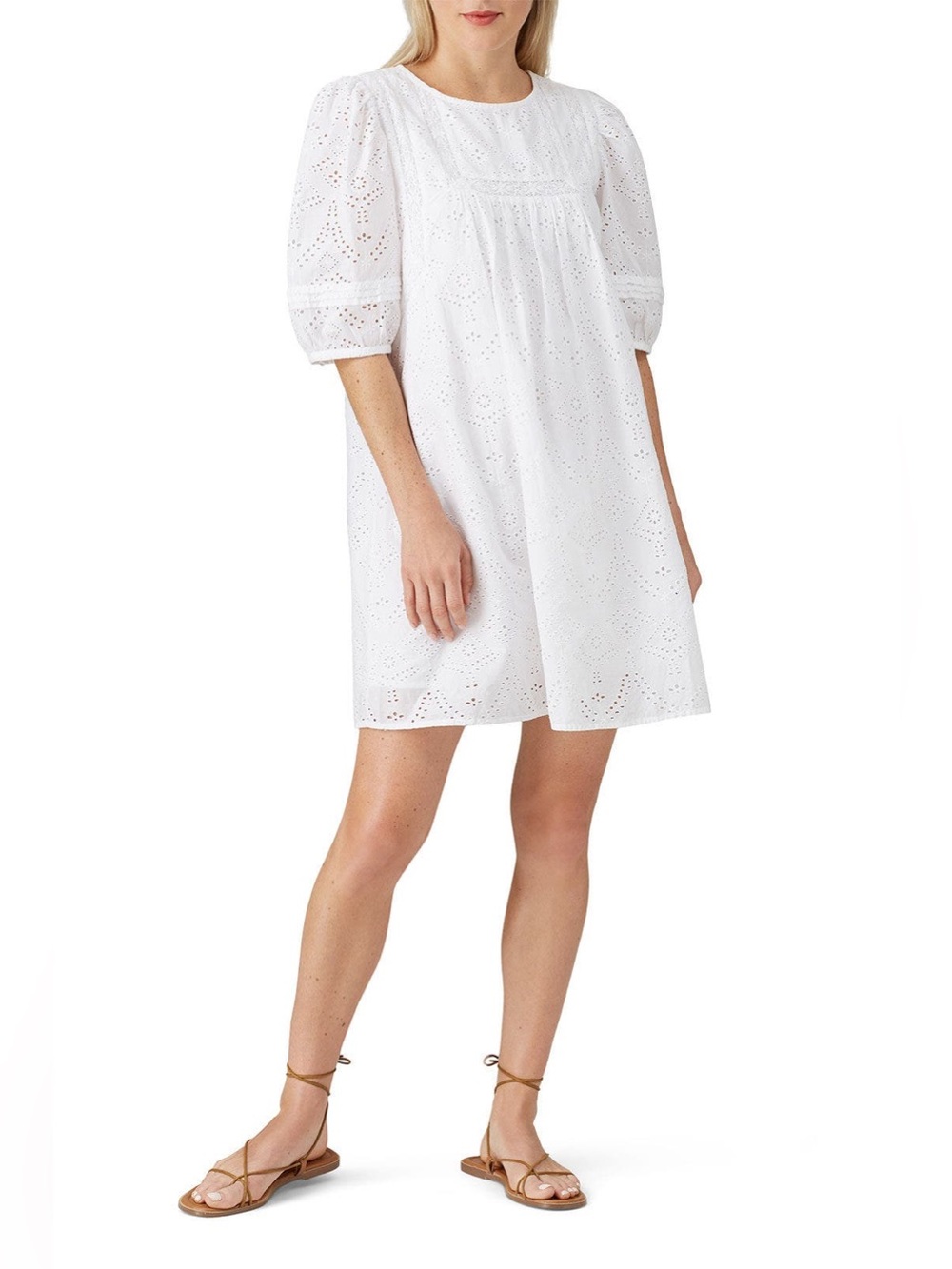 Sanctuary 100% Cotton Love Story Heirloom Swing Mini Dress Eyelet White S